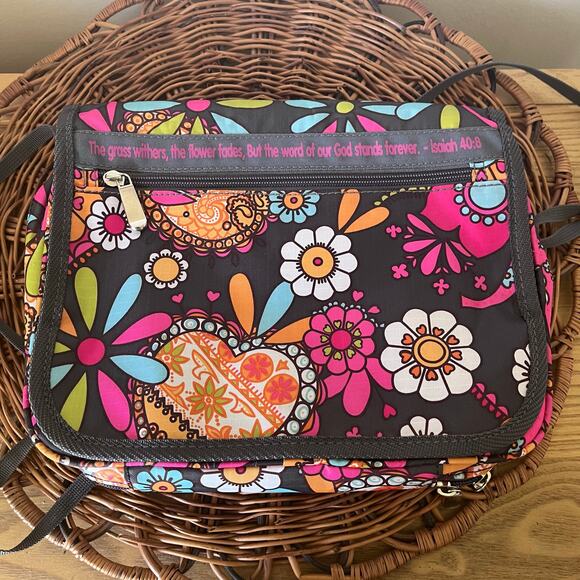 White Dove Designs Isaiah 40:8 Bible Case Carrier Floral Hearts Rainbow NEW - Picture 1 of 7